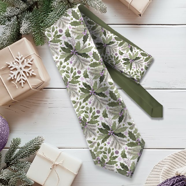 Purple Green Christmas Pattern#17 ID1009 Neck Tie (Creator Uploaded)