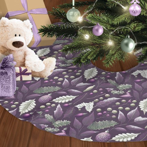 Purple Green Christmas Pattern18 ID1009 Brushed Polyester Tree Skirt