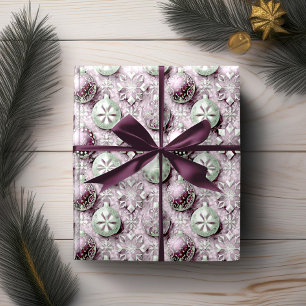 Purple Green Christmas Pattern#20 ID1009 Wrapping Paper