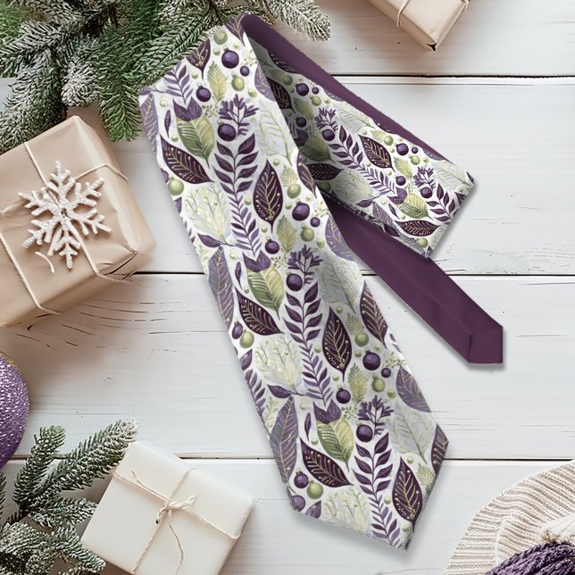 Purple Green Christmas Pattern#21 ID1009 Neck Tie (Creator Uploaded)