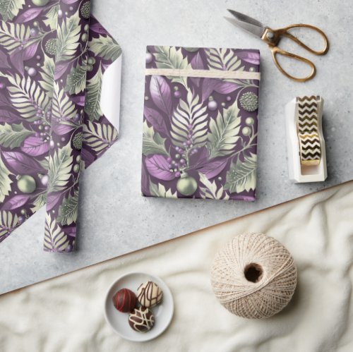 Purple Green Christmas Pattern22 ID1009 Wrapping Paper