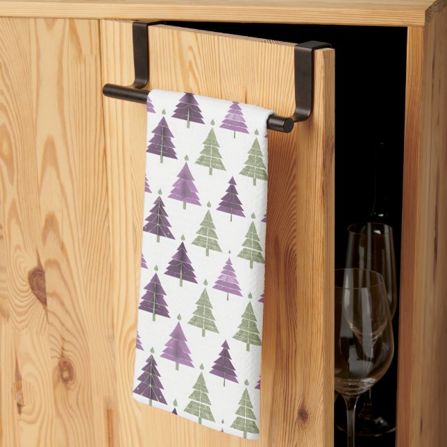 Purple Green Christmas Pattern#25 ID1009 Kitchen Towel (Thirds Fold)