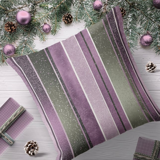 Purple Green Christmas Pattern#27 ID1009 Throw Pillow (Creator Uploaded)