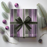 Purple Green Christmas Pattern#27 ID1009 Wrapping Paper<br><div class="desc">If you are wondering what color combinations to pick for your Christmas decor and gift wrap supplies this year, I've created collections of coordinating patterns to make life just a bit easier. This modern, vertical stripe design, with a glitter and grunge effect, is shown here in a deep eggplant purple...</div>