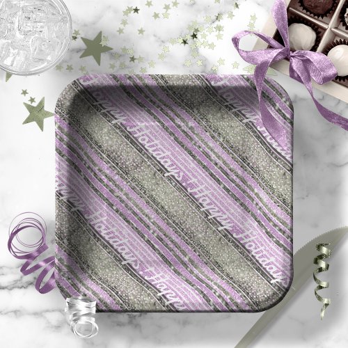 Purple Green Christmas Pattern28 ID1009 Paper Plates