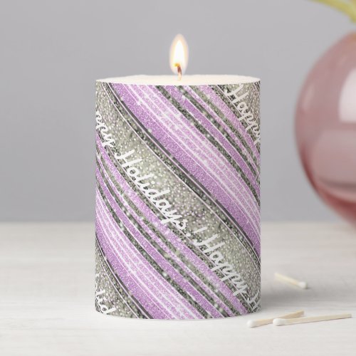 Purple Green Christmas Pattern28 ID1009 Pillar Candle