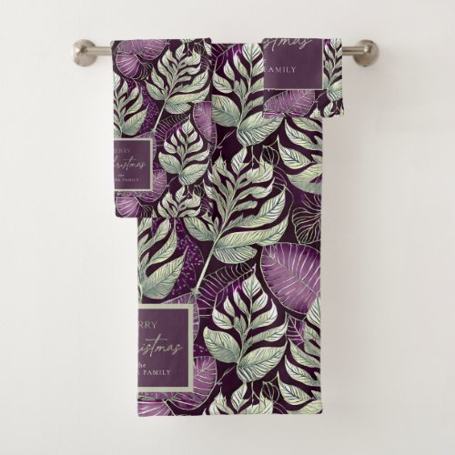 Purple Green Christmas Pattern29 ID1009 Bath Towel Set