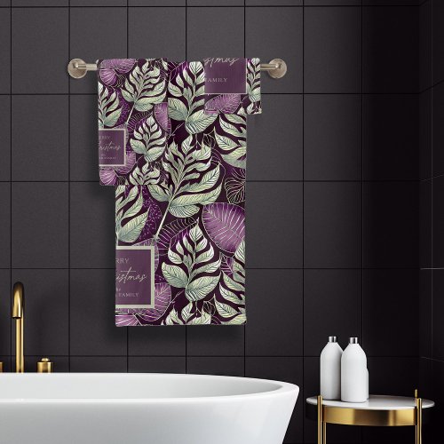 Purple Green Christmas Pattern29 ID1009 Bath Towel Set