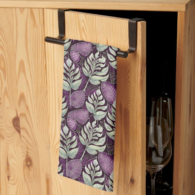 Purple Green Christmas Pattern#29 ID1009 Kitchen Towel (Thirds Fold)
