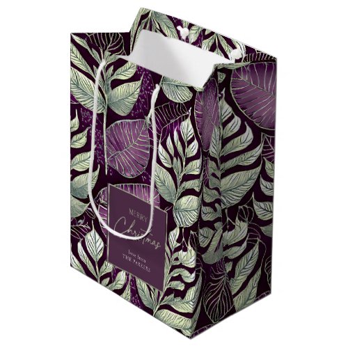 Purple Green Christmas Pattern29 ID1009 Medium Gift Bag