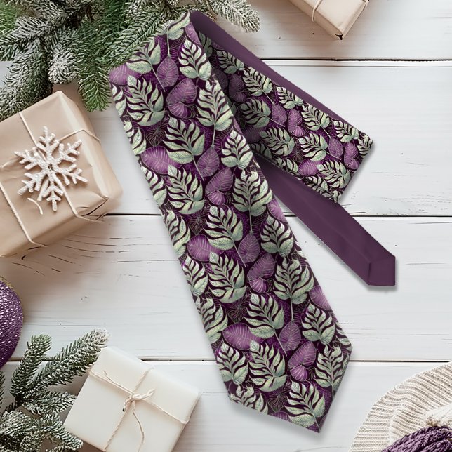 Purple Green Christmas Pattern#29 ID1009 Neck Tie (Creator Uploaded)