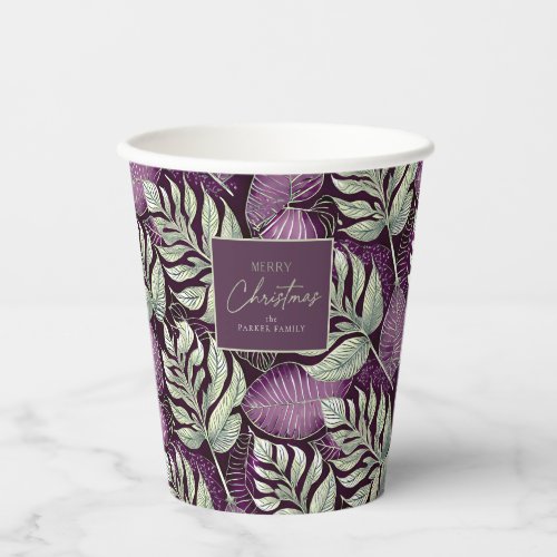 Purple Green Christmas Pattern29 ID1009 Paper Cups