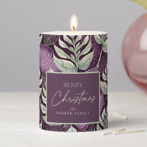 Purple Green Christmas Pattern29 ID1009 Pillar Candle