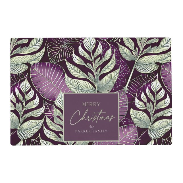 Purple Green Christmas Pattern#29 ID1009 Placemat (Front)