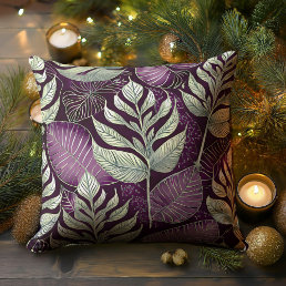 Purple Green Christmas Pattern#29 ID1009 Throw Pillow