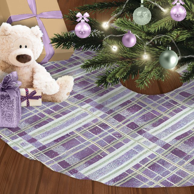 Purple Green Christmas Pattern#2 ID1009 Brushed Polyester Tree Skirt (Creator Uploaded)