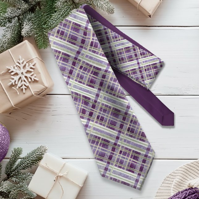 Purple Green Christmas Pattern#2 ID1009 Neck Tie (Creator Uploaded)