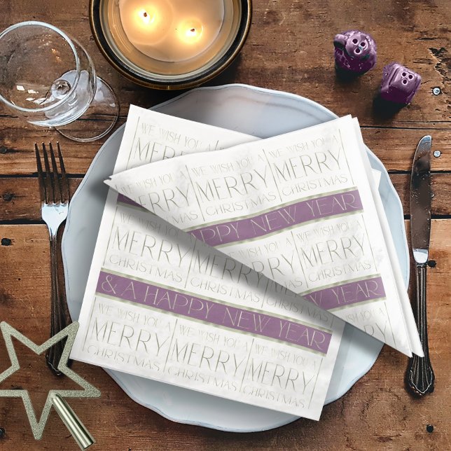 Purple Green Christmas Pattern#35 ID1009 Paper Dinner Napkins (Creator Uploaded)