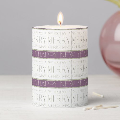 Purple Green Christmas Pattern35 ID1009 Pillar Candle