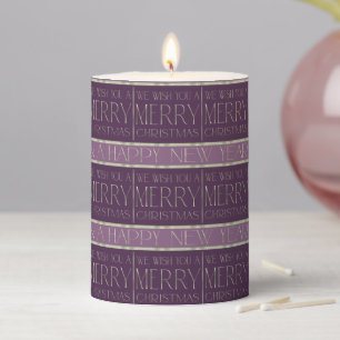 Purple Green Christmas Pattern#35b ID1009 Pillar Candle