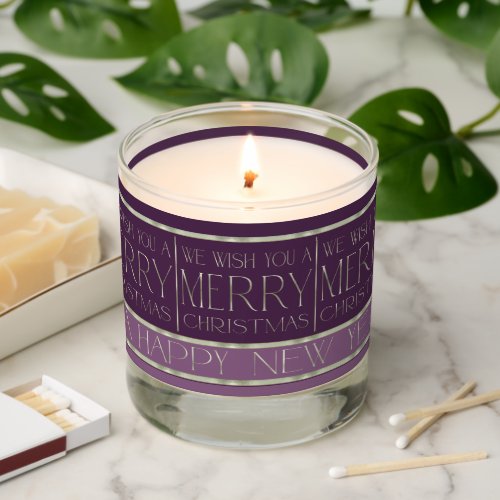 Purple Green Christmas Pattern35b ID1009 Scented Candle