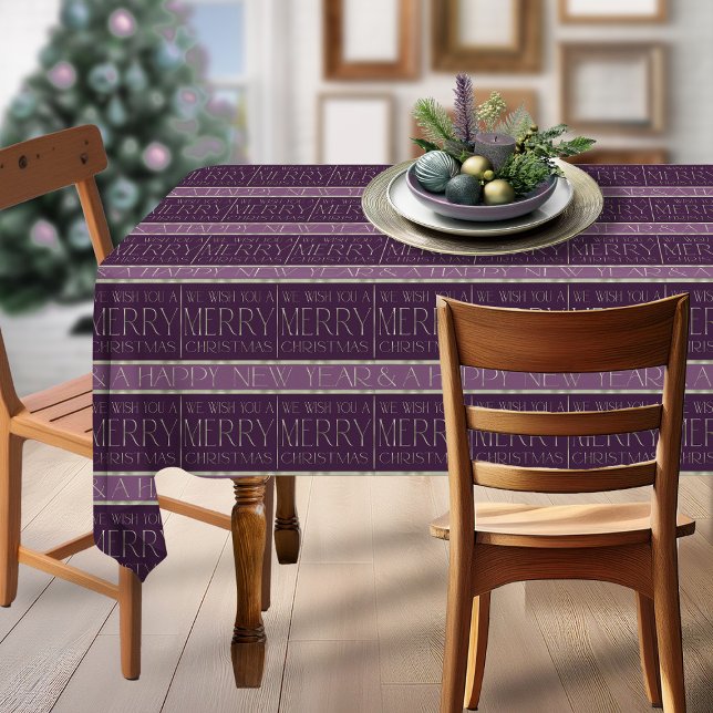 Purple Green Christmas Pattern#35b ID1009 Tablecloth (Creator Uploaded)