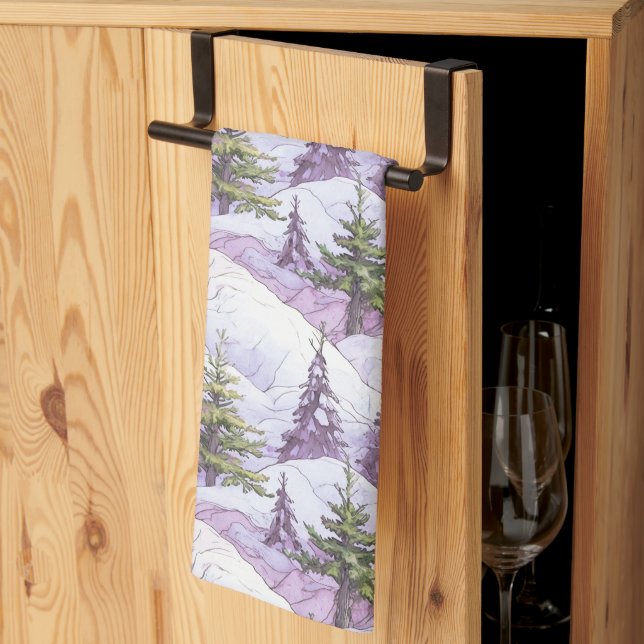 Purple Green Christmas Pattern#4 ID1009 Kitchen Towel (Thirds Fold)