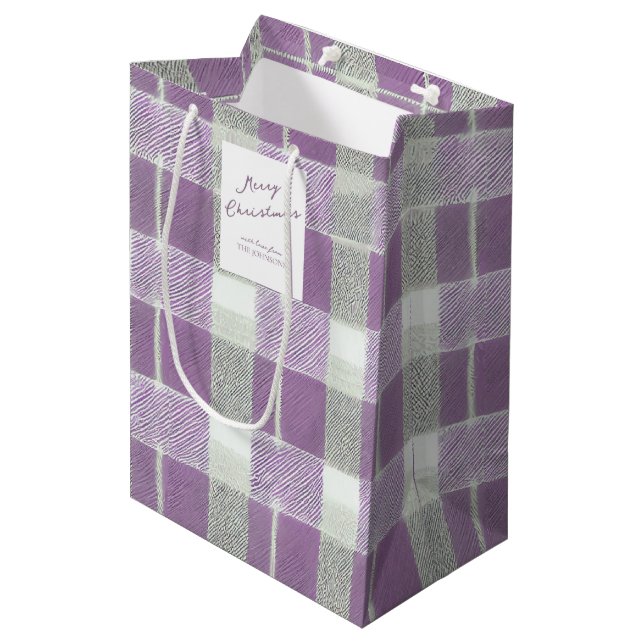 Purple Green Christmas Pattern#7 ID1009 Medium Gift Bag (Front Angled)