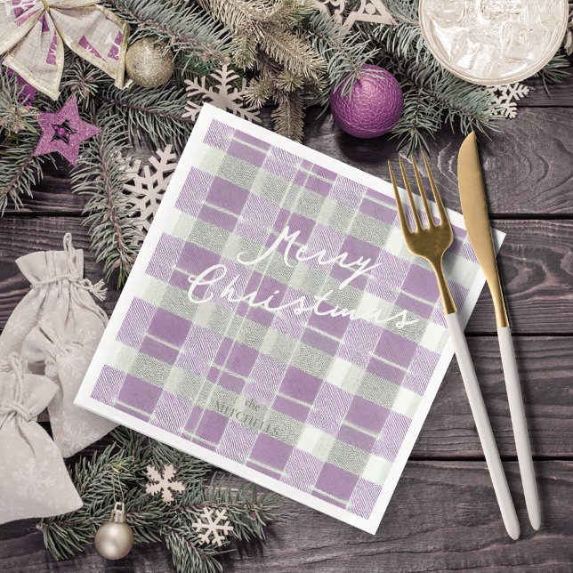 Purple Green Christmas Pattern#7 ID1009 Paper Dinner Napkins (Creator Uploaded)