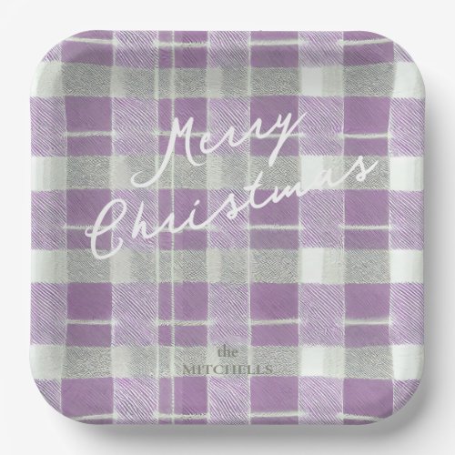 Purple Green Christmas Pattern7 ID1009 Paper Plates