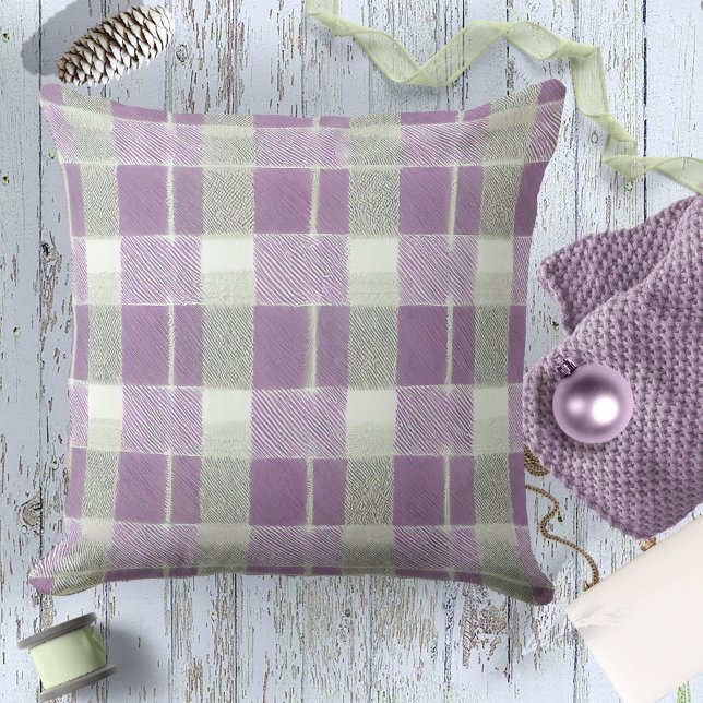 Purple Green Christmas Pattern#7 ID1009 Throw Pillow (Creator Uploaded)