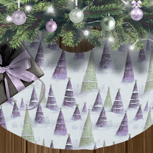 Purple Green Christmas Pattern8 ID1009 Brushed Polyester Tree Skirt