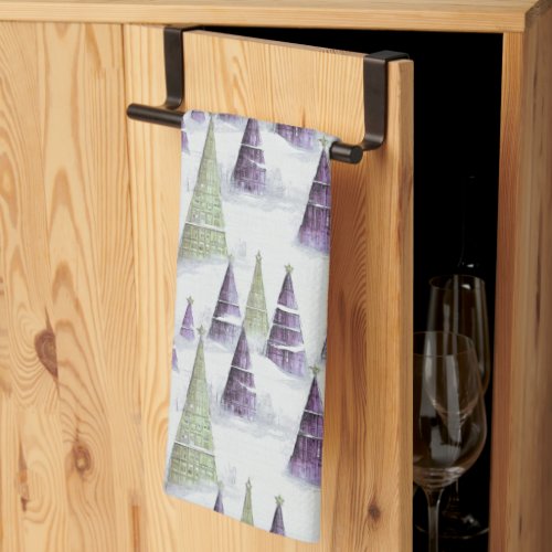 Purple Green Christmas Pattern8 ID1009 Kitchen Towel