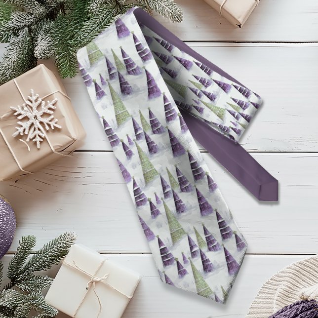 Purple Green Christmas Pattern#8 ID1009 Neck Tie (Creator Uploaded)