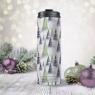Purple Green Christmas Pattern#8 ID1009 Thermal Tumbler