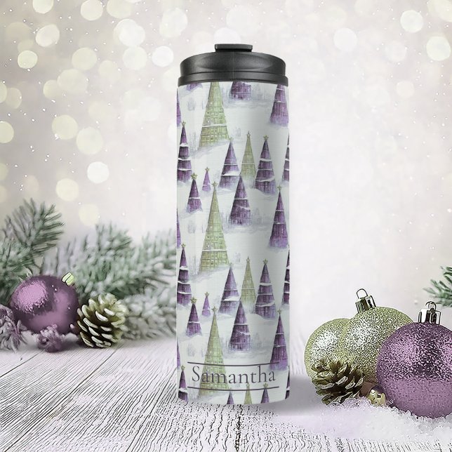 Purple Green Christmas Pattern#8 ID1009 Thermal Tumbler (Creator Uploaded)