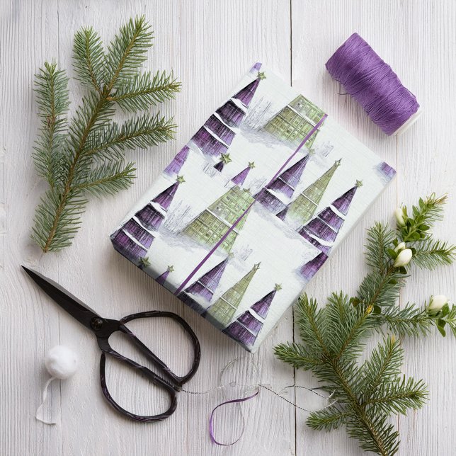 Purple Green Christmas Pattern#8 ID1009 Wrapping Paper (Creator Uploaded)