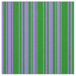 [ Thumbnail: Purple & Green Colored Stripes Pattern Fabric ]