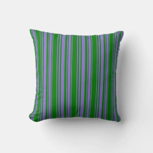 Purple & Green Colored Stripes Pattern Pillow