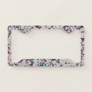 Purple & Green Crackled Paint Abstract Design License Plate Frame