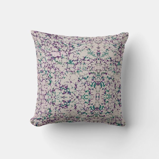 Purple & Green Crackled Paint Abstract Design Throw Pillow (Front)