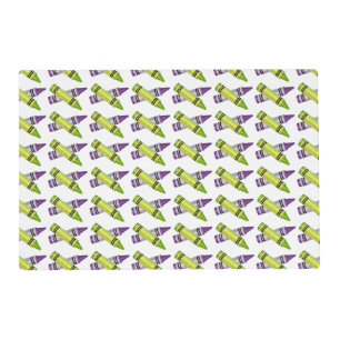 Purple Green Crayon Art Supplies Teacher Artist Placemat