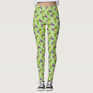 Purple Green Crayon Crayons Art Teacher Artist Leggings