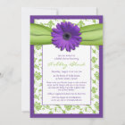 Purple Green Daisy Damask Bridal Shower Invitation