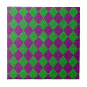 Purple & Green Diamond Glitter Ceramic Tile
