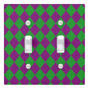 Purple & Green Diamond Glitter Light Switch Cover