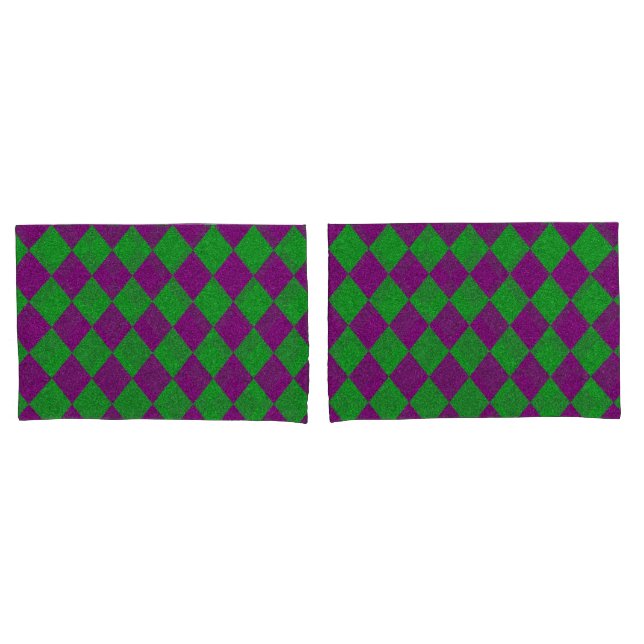 Purple & Green Diamond Glitter Pillow Case (Front-Set)