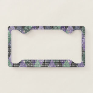 Purple Green Diamonds Sparkle License Plate Frame