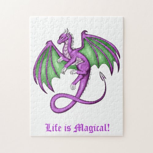 Purple  Green Dragon with Paws instead of Talons Jigsaw Puzzle