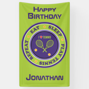 Purple - green Eat, sleep, play tennis Banner